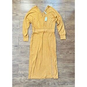 NWT Daily Practice by Anthropologie Dress Size L Barre Midi Honey Yellow
